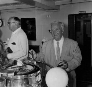 Robert Hamilton Bartlett 'at the helm' of the P&O Canberra